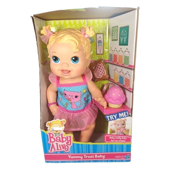 New Baby Alive Yummy Treat Baby Doll Ice Cream Cone 2012 Box Distressing - Picture 2 of 13